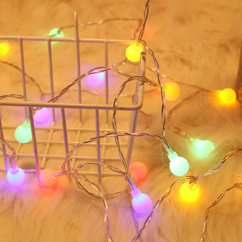 Outdoor camping ball light string led small ball light string indoor Christmas decorative colored lights frosted ball light string