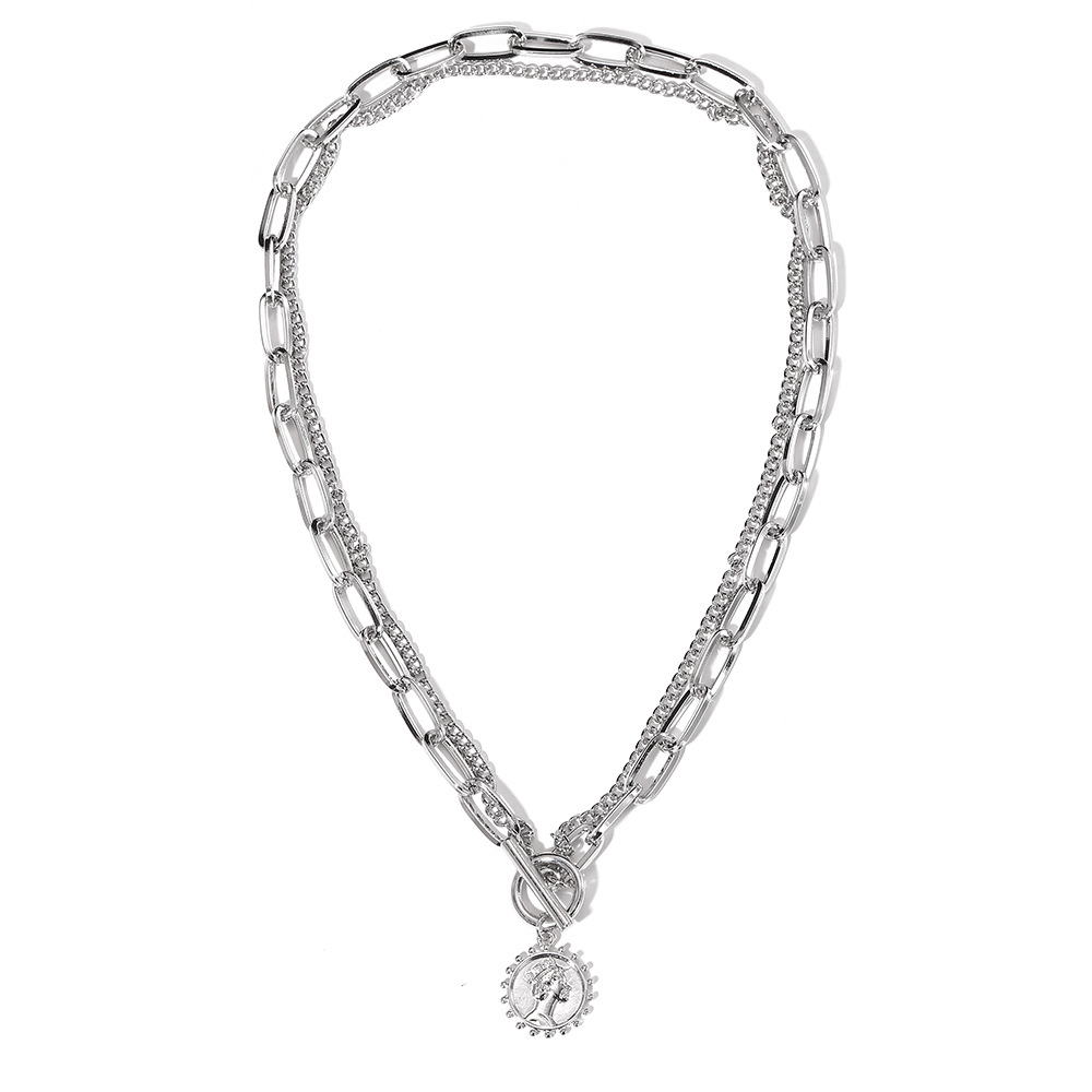 simple clavicle chain necklace jewelry human head pendant necklace