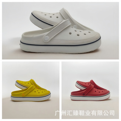 Тапочки в стиле Crocs, повседневные мужские тапочки на плоской подошве, нескользящие босоножки, (в наличии на складе), закрытый носок