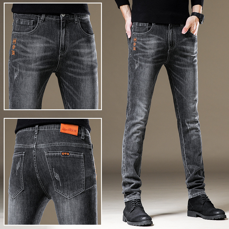 2023 pantalones vaqueros ocasionales del estiramiento de los hombres populares de Four Seasons jóvenes de los hombres del estilo de Hong Kong