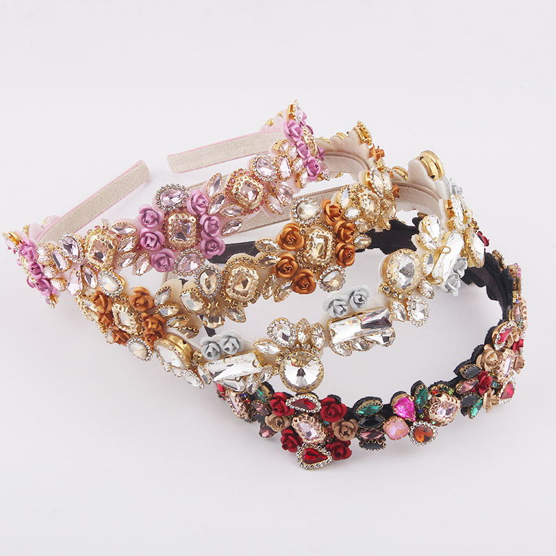 New Fashion Baroque Alloy Diamond Flower Headband display picture 2