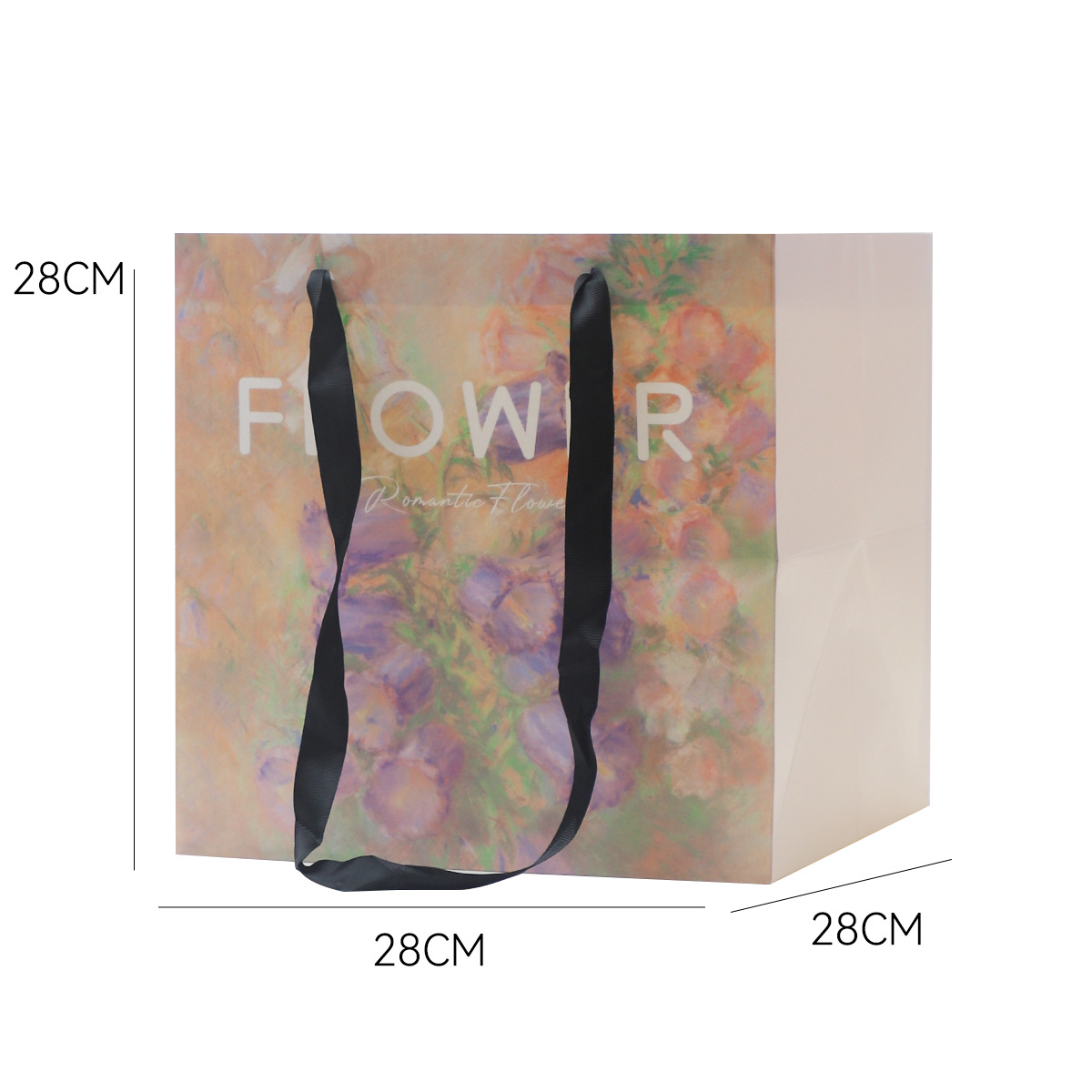 Nuevo estilo de pintura al óleo de siete colores cordier inglés bolsas de mano de flores rojas flores materiales de embalaje de flores portátiles