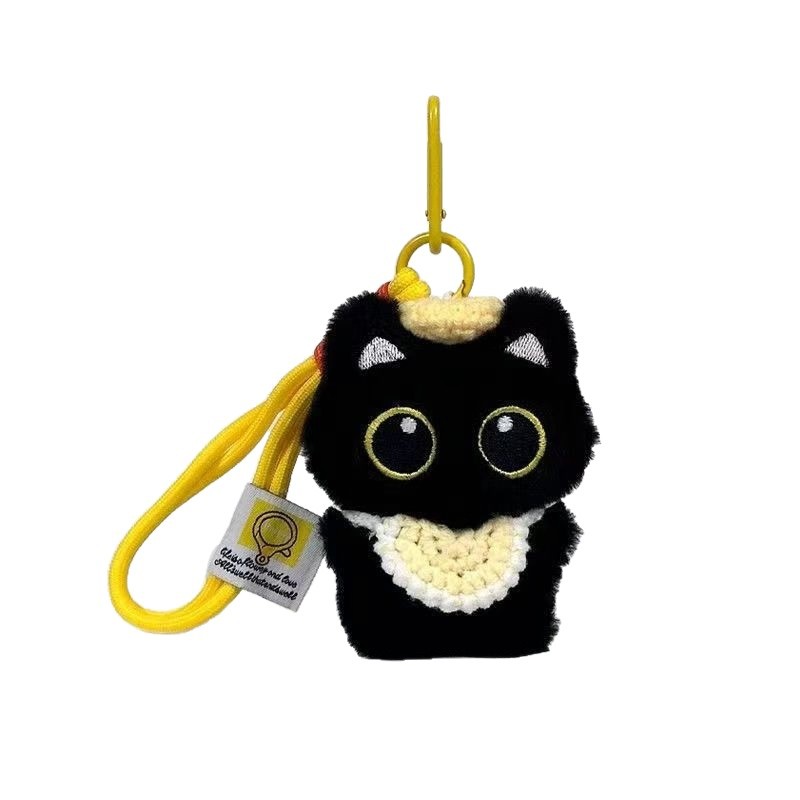 Nuevo original felino negro de peluche bolso colgante dopamina toallas de saliva bolso pequeño muñeca llavero