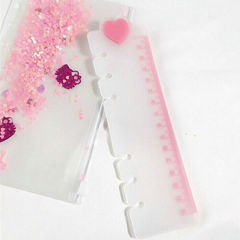 軟尺粉色少女愛心活頁手帳A6 活頁尺六孔A5書籤 愛心索引尺