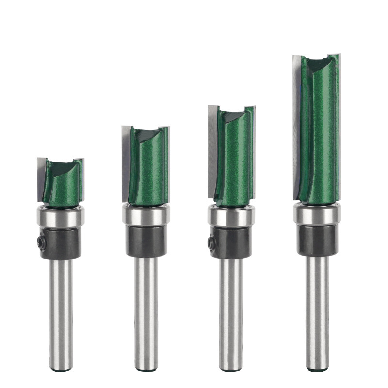 Leiken teniendo cuchillo recto pintura verde oscuro herramienta de fresado de carpintería de 4 piezas ranurado mango de doble hoja con máquina de cuchillo de corte de rodamiento