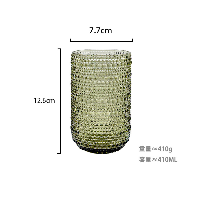 Fábrica al por mayor tazas de agua europeas tazas de vidrio de colores tazas de enjuague bucal de hotel tazas de jugo en relieve tazas de leche domésticas gruesas