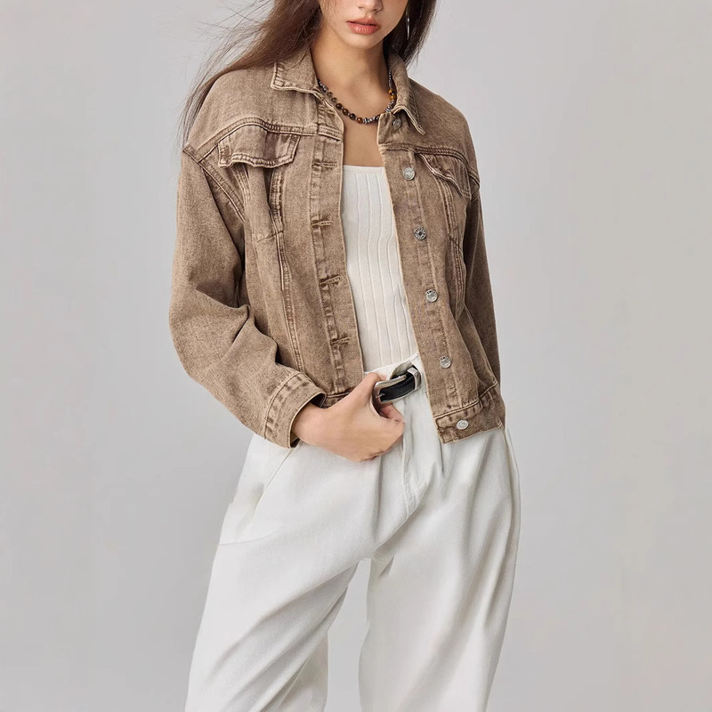 先行販売-15826 # Amazon越境貿易婦人服ヨーロッパとアメリカのINSファッション多用途で個性的なショートデニムジャケット|undefined