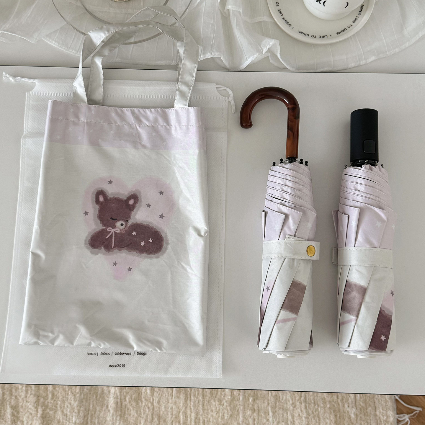 top Quality Cute Portable Folding Umbrella Use, UV Protection, Black Coated Sunshade, Fully Automatic, Dual-Purpose For_voghion.com