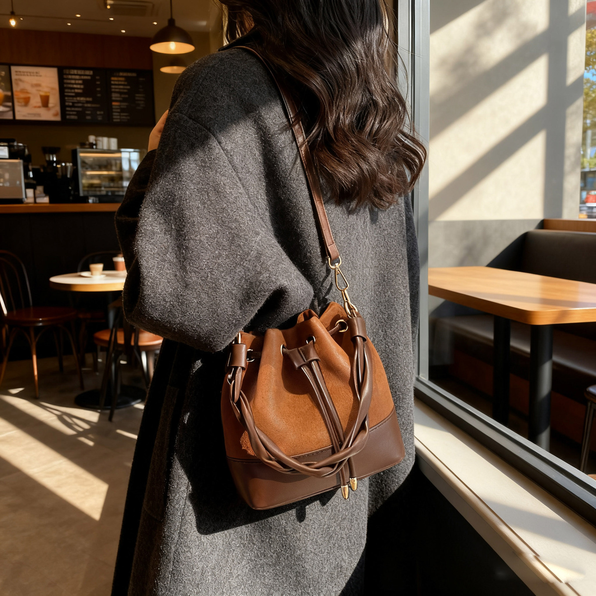 Bolso de leopardo de mujer 2025 nuevo otoño invierno lujo ligero nicho de alta sensación bolso de hombro de terciopelo de gamuz bolso de balde