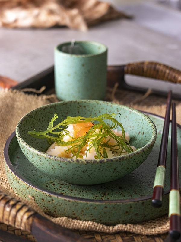Japanese Retro Stoneware Handmade Bowl Ceramic Rice Bowl Creative Personalized Tableware Household Pure Color Soup Bowl Dessert Small Bowl