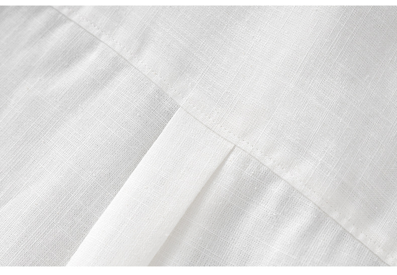 Áo sơ mi nữ linen tay dài cổ bẻ phong cách tiền cũ — Màu trắng chi tiết 20