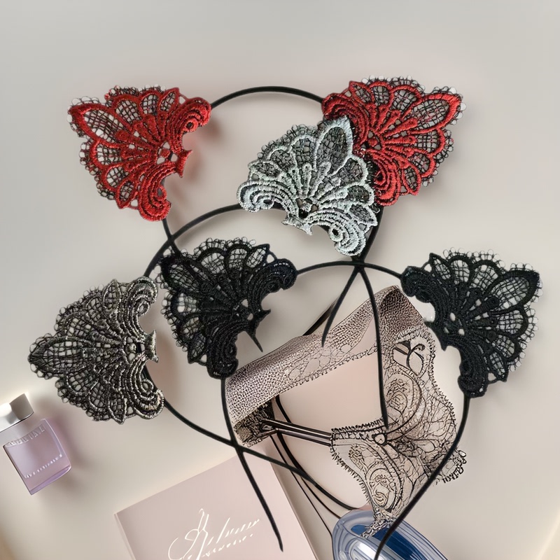 Lace Cat Ear Headband Sexy Headband Halloween Eye Mask Sexy Headwear Set Prom Limited Edition Role Play