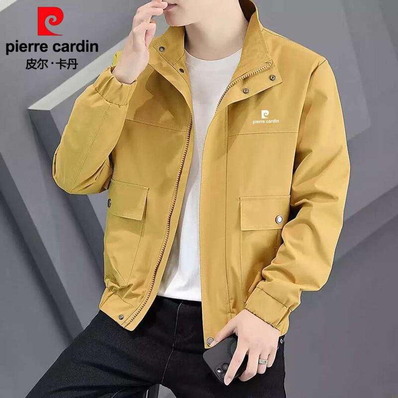 Pierre Cardin Stand-Collar Men's Jacket Spring and Autumn 2026 New Loose Business Casual Workwear Jacket for Young and Middle-Aged People