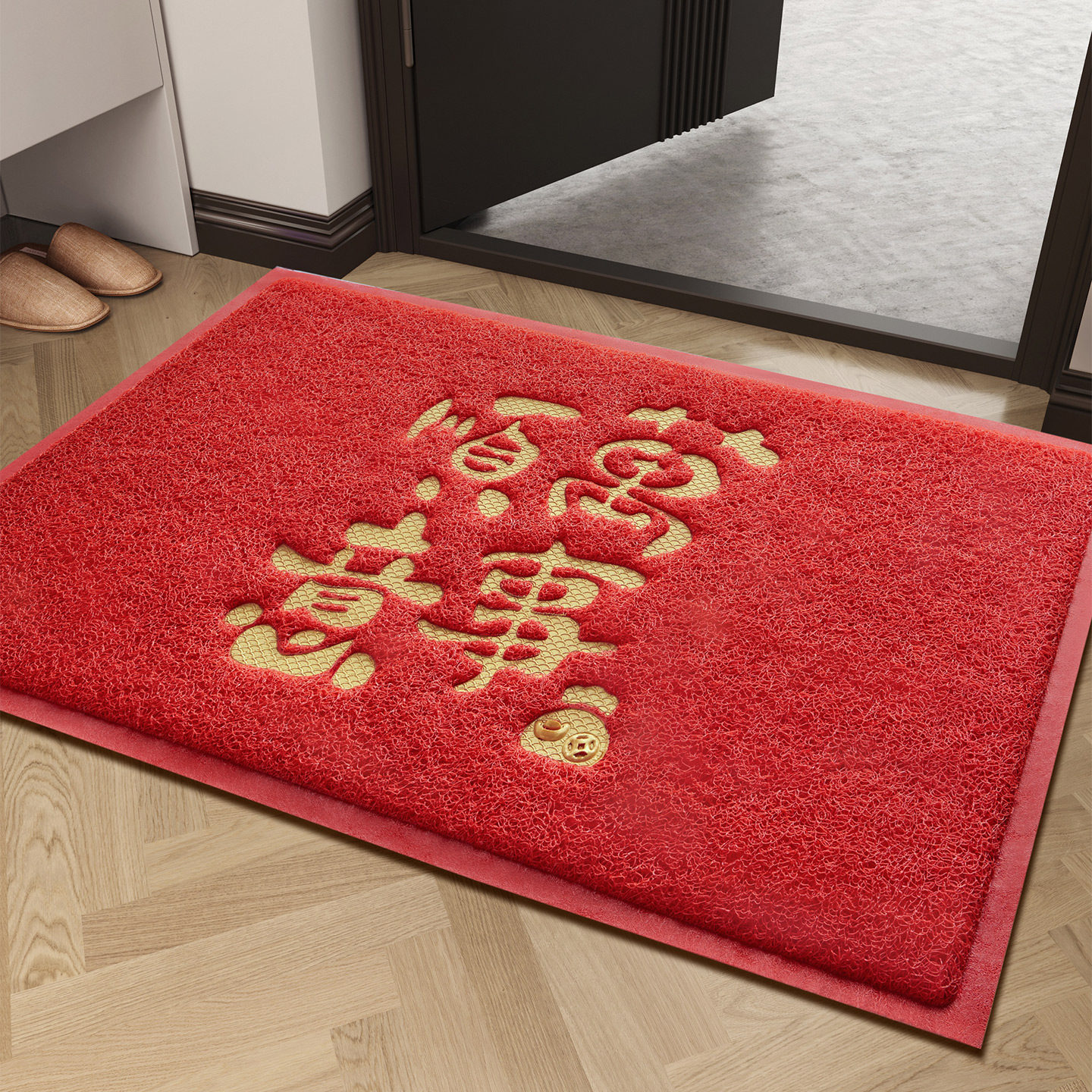 Everything goes smoothly, red paste skin, larvae circular floor mat