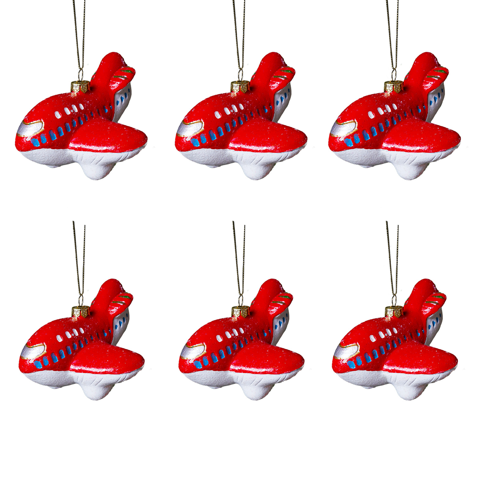 Colgante de Navidad transfronterizo decoración navideña coche avión decoración de plástico regalo para niños 6 pack