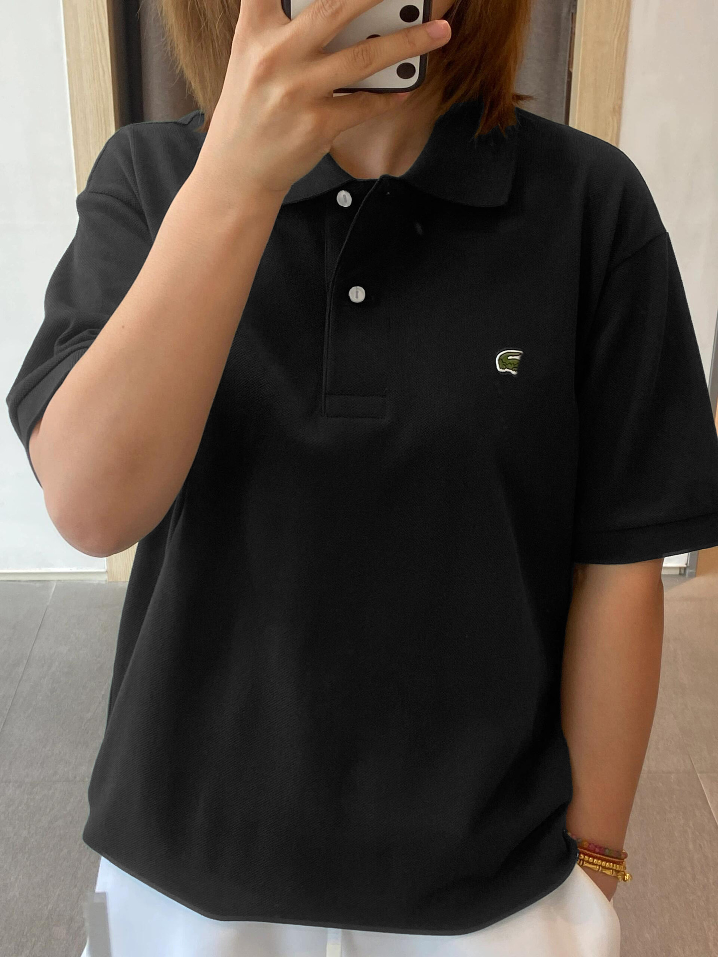 Pambıq polo köynək, qısaqol, unisex, boş kəsim