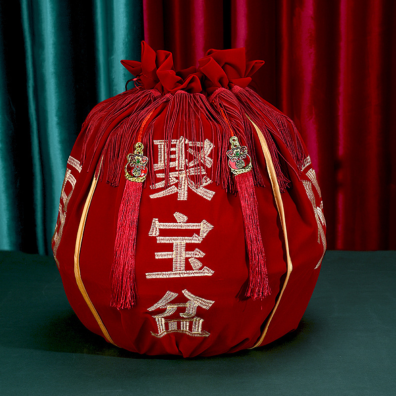 Venta directa de fábrica, bolsa de boda, bolsa de cuero, tela envuelta, dote de novia, bagaje rojo, bolsa de dote grande, tela de lavabo, suministros de boda
