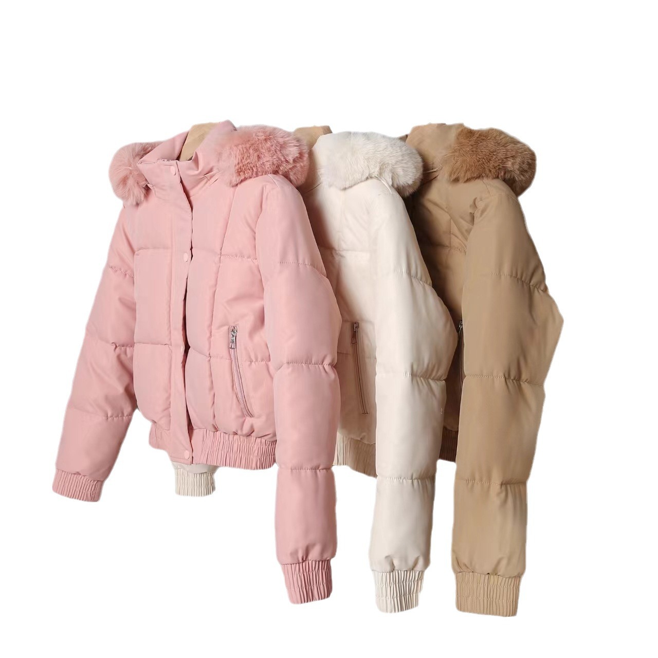 Ropa de algodón corta para mujeres superando el viento de Hong Kong estilo coreano de invierno acelerado chaqueta de algodón estudiantil gran abrigo de pan de cuello de pelo image 5