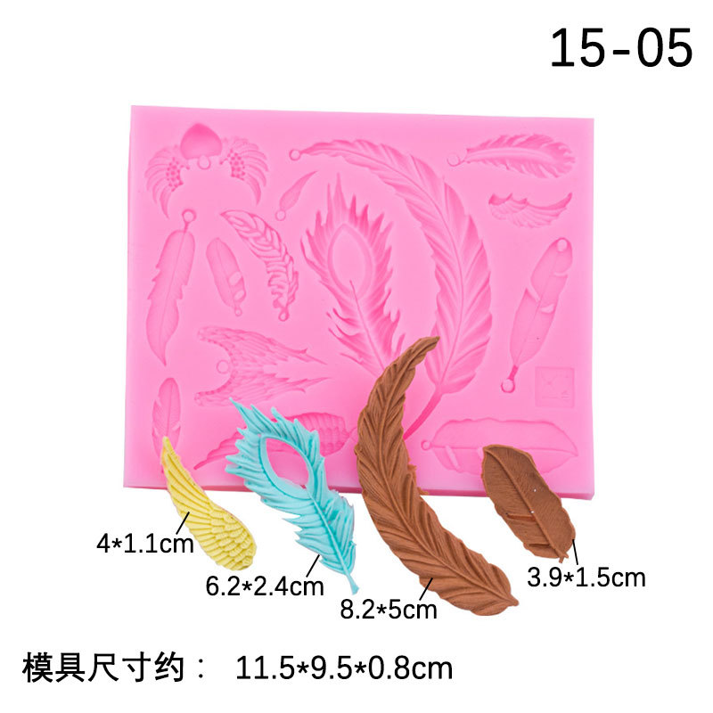 Una variedad de alas de plumas modelado molde de silicona DIY hornear decoración molde de cerámica suave de arcilla epoxi