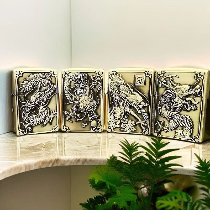 创意热销个性打火机煤油砂轮立体浮雕龙礼品可批发厂家直销防风