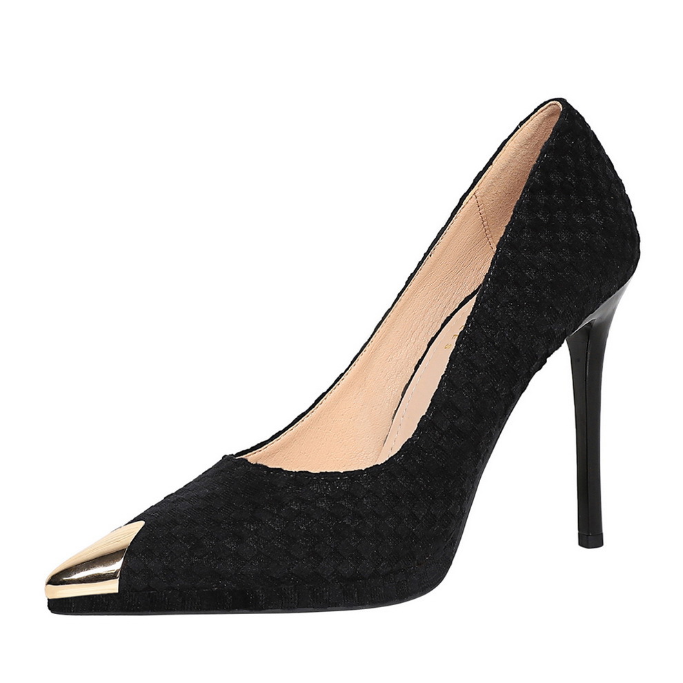 Stiletto Pumps With Metal Pointed Toe And Platform For Women_voghion.com