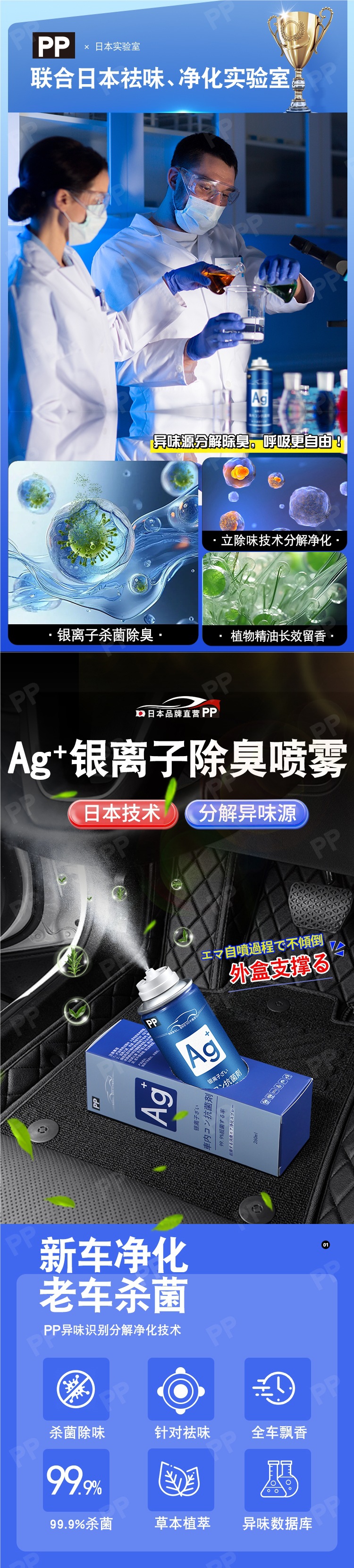 Car Odor Removal Air Conditioner Anti-Bacterial Car Deodorant Car Air Freshener Deodorizing Artifact Disinfection Spray