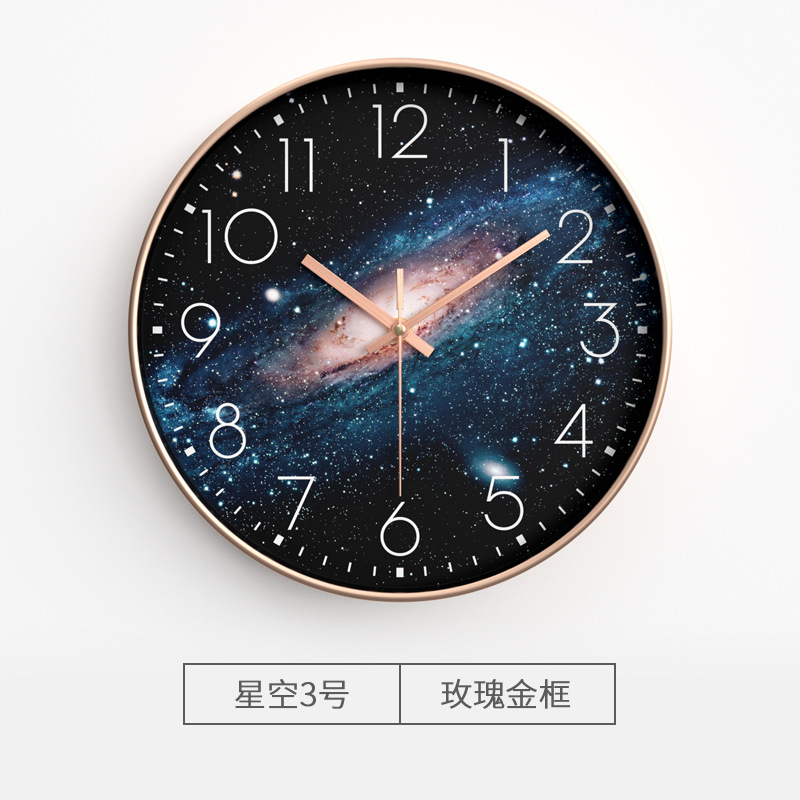 Reloj de pared creativo para sala, reloj de pared silencioso de estrellas, reloj de cuarzo para dormitorio/hogar