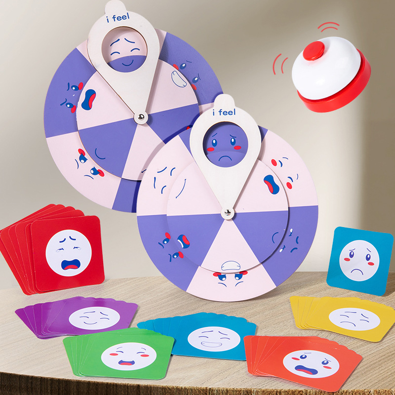 Juego de batalla de geometría de madera Puzzle para niños Montessori Educación temprana Emoji cara cambiante Juego de batalla de toallitas Juguetes divertidos