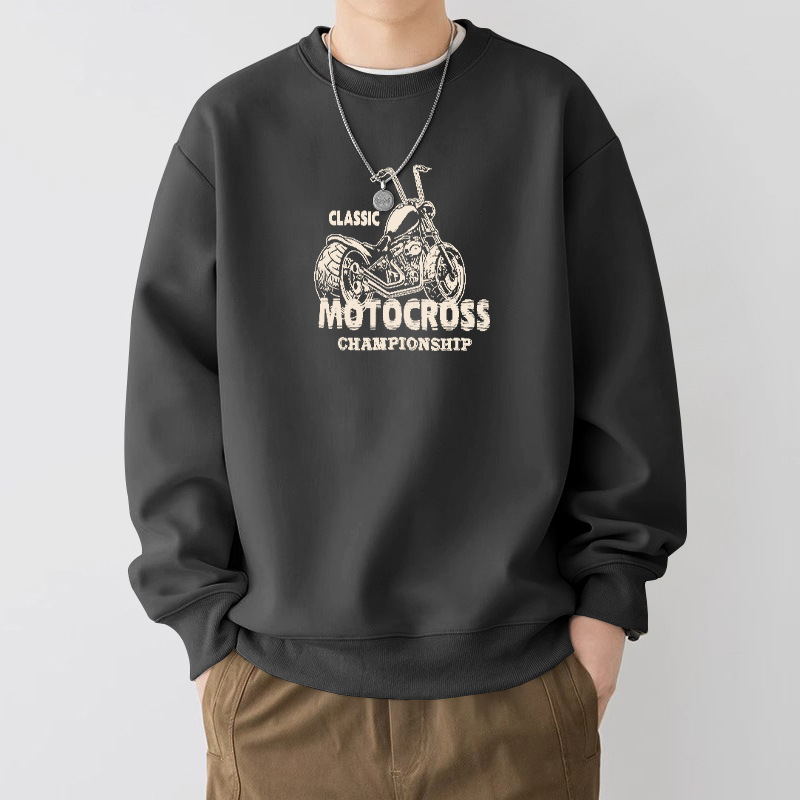 420g pesada camiseta de cuello redondo para niños primavera y otoño marca de tendencia suelta nueva chaqueta juvenil americana retro