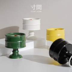 寸間レトロins風陶磁器高足燭台ろうそく香薫空杯diy大豆ワックス容器装飾置物