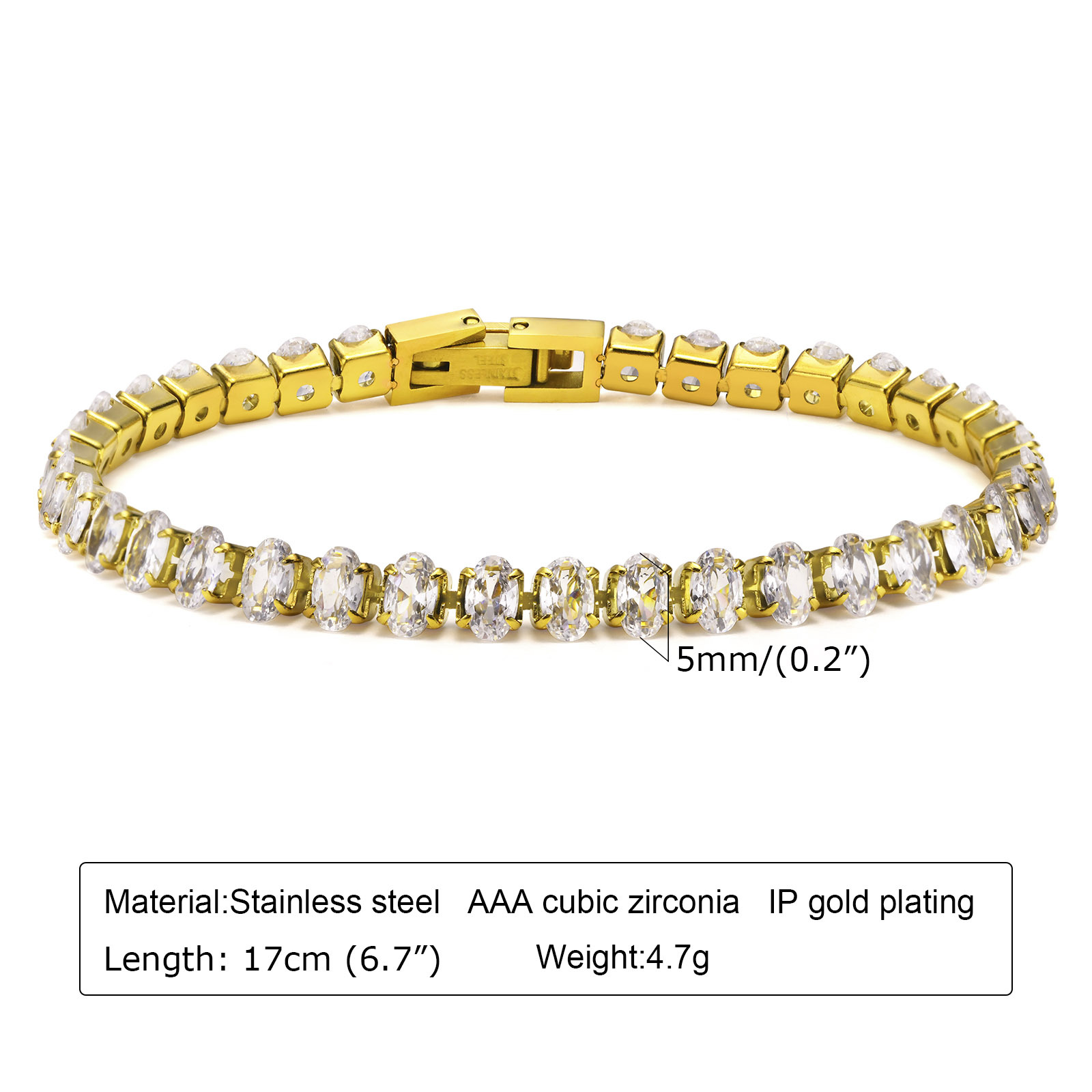 Mode Couleur Unie Acier Inoxydable Placage Incruster Zircon Bracelets Collier display picture 1