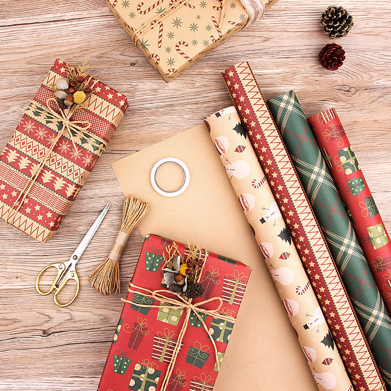 Transfronterizo nuevo feliz cumpleaños papel de embalaje de papel Kraft lindo libro de dibujos animados papel de regalo en stock al por mayor