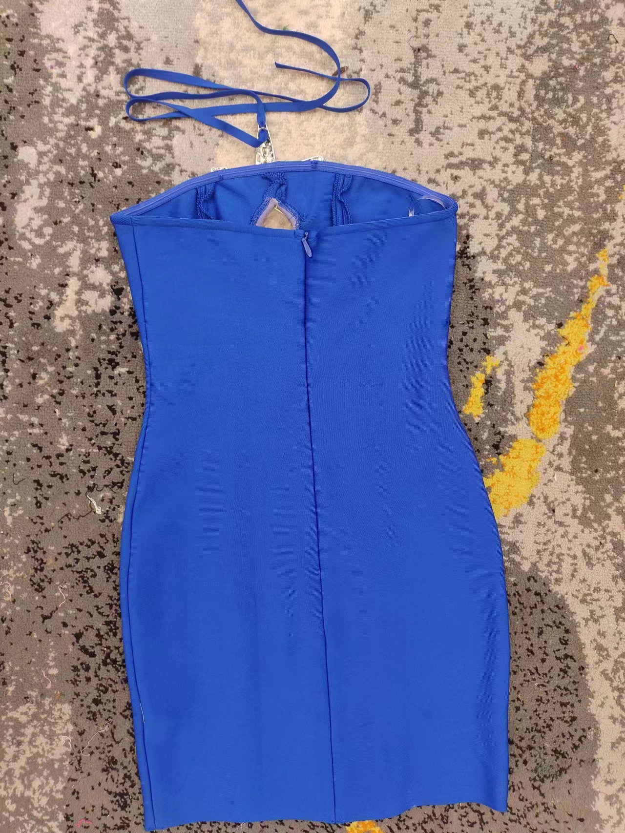 Blue Pentagram Wrapped Hip Bandage Dress - 22