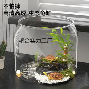 Turtle Breeding Tank, Household Fish Tank, Living Room, Small Turtle Breeding Tank, Ecological Landscaping, Climbing Platform, Desktop Turtle Tank