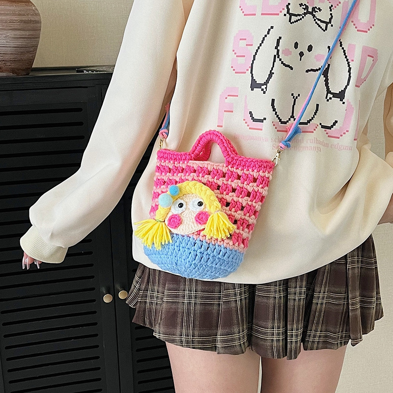 Dopamine Girls Mobile Phone Bag 2025 New Cute Student Party Handbag Stylish Funny Crossbody Woven Bag