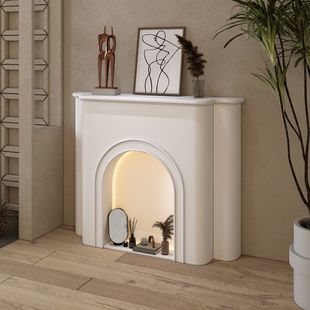 # French-Style Oil Lamp Glowing Fireplace Nordic White Decorative Cabinet Photography Living Room Simple Internet Celebrity Ins-Style Entrance Cabinet