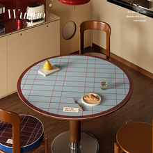 格律中古风圆桌垫防水防油免洗圆形茶几餐桌垫家用2025新款隔热垫