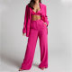 FD1228 in stock 2025 spring new cross-border fashion temperament lapel long sleeve high waist trousers two-piece set
