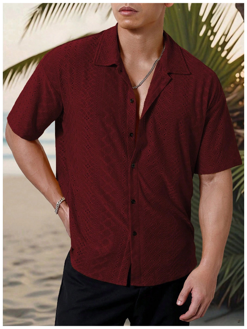 Men's Summer Casual Shirt Short Sleeve Lightweight Button Up Top_voghion.com