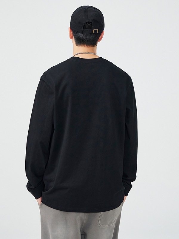 Lktmメンズ # 純綿長袖tシャツメンズ丸首ゆったり潮日系インナーカジュアル上着プルオーバー|undefined