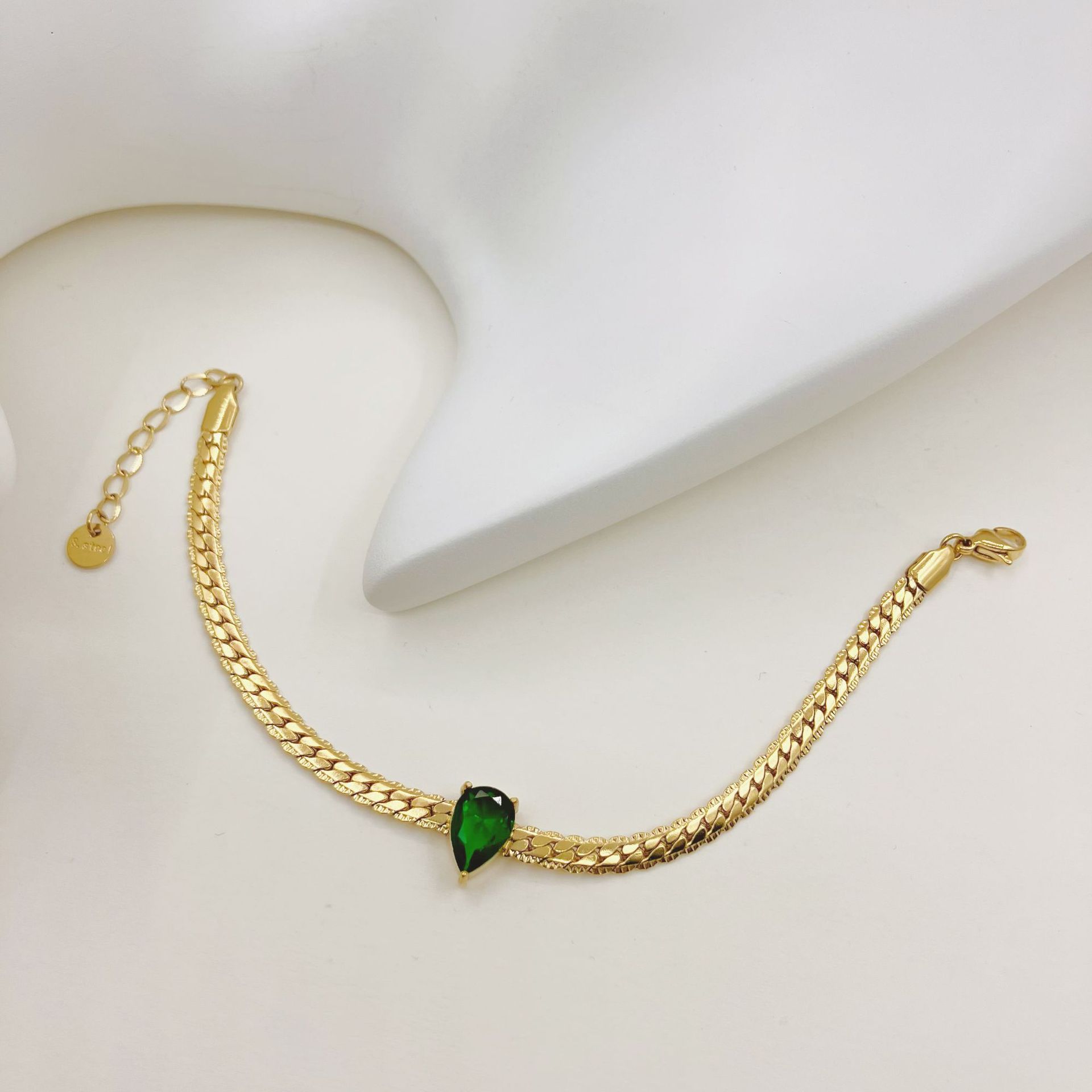 Fashion Water Droplets Stainless Steel Plating Inlay Zircon Bracelets 1 Piece