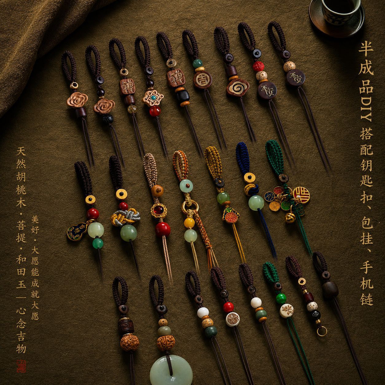 国风藏式挂绳手工编织绳diy钥匙扣挂绳文玩手机链半成品包挂饰品