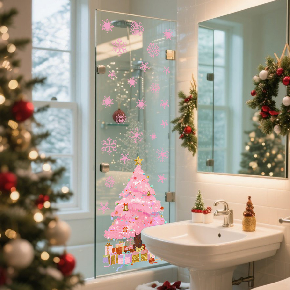 Weihnachts Wandaufkleber Mit Weihnachtsmann Und Baum Dekor_voghion.com
