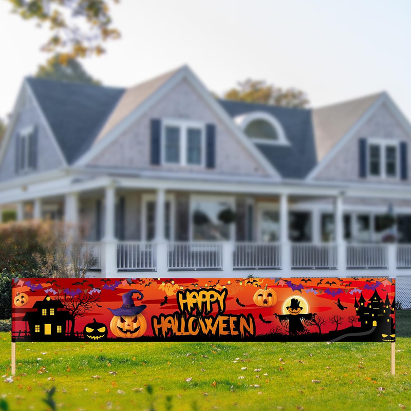 2025 クロスボーダーハロウィン背景布カスタマイズされたホリデーパーティー雰囲気レイアウト装飾吊り布発光バナー卸売|undefined