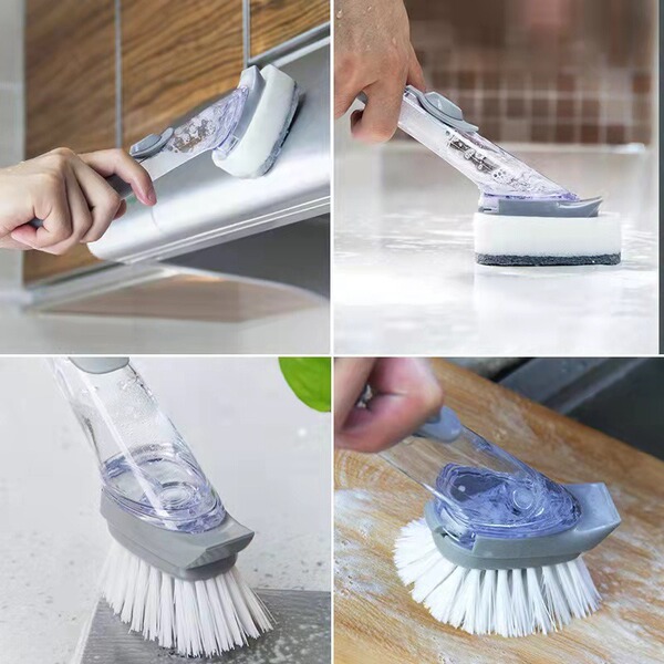 Lazy long-handled liquid-added pot brush kitchen pot brush automatic…