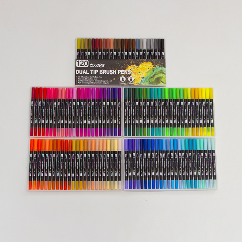 Transfronteriza 36 100 120 marcador de doble cabeza PP caja de pvc gancho de cabeza suave pluma cepillo pintura entrega de una sola pieza