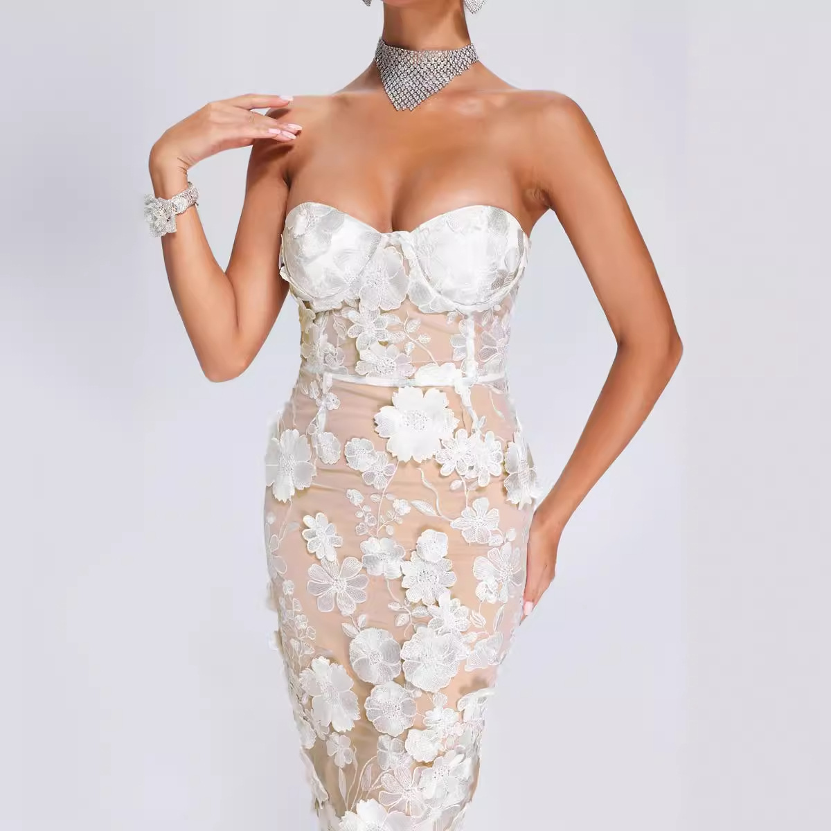 lace white top with cups