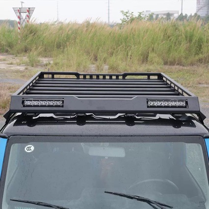 Suitable for 18-26 Models of Jimny Luggage Frame Roof Rack, Aluminum Alloy with Spotlights + Wiring Harness
