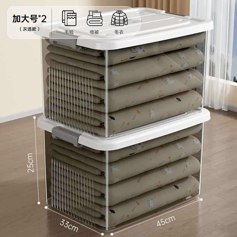透明收纳箱大容量加厚家用衣服零食书本玩具塑料杂物储物箱整理盒|undefined
