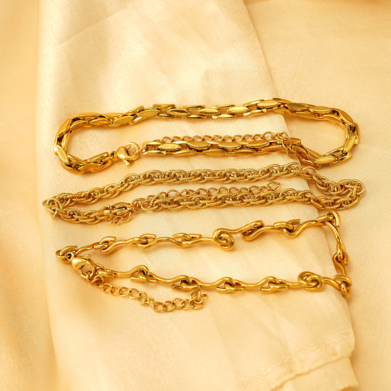 Cross-border Joker New High-value Temperament Anklet suit Combination Titanium Steel European and American Creative Design Geometric Anklet_voghion.com